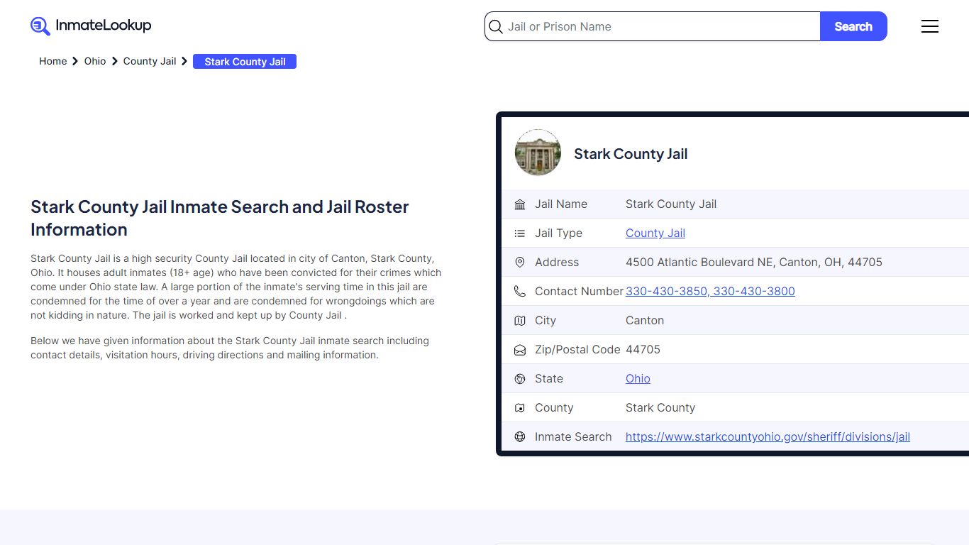 Stark County Jail Inmate Search, Jail Roster, Bookings, Arrests ...