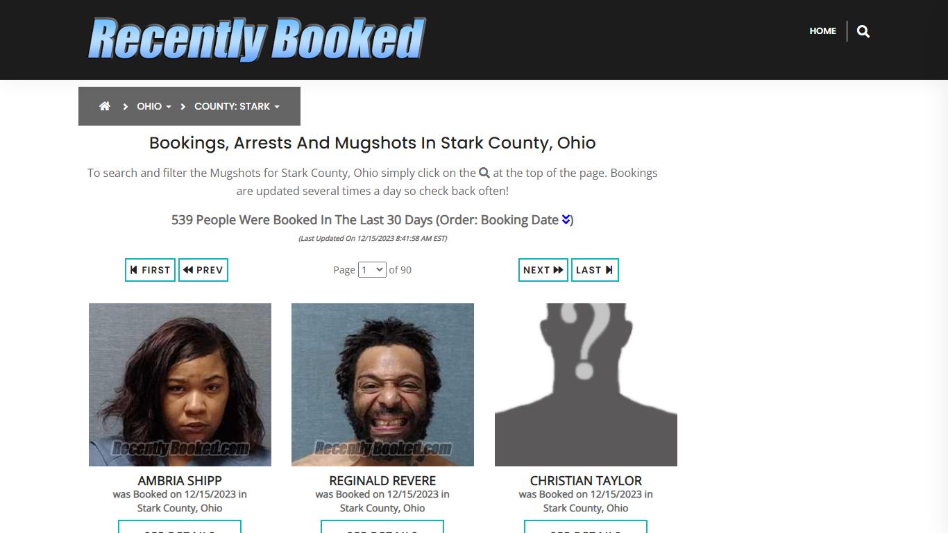 Recent bookings, Arrests, Mugshots in Stark County, Ohio - Recently Booked
